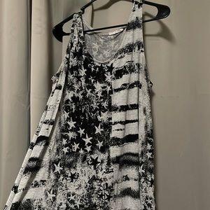 Black and grey flag print tank top